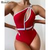 Сексуальное Асимметричное Монокини с открытой спиной, женские купальники, цельный купальник, женский купальный костюм на одно плечо, купальный костюм для плавания