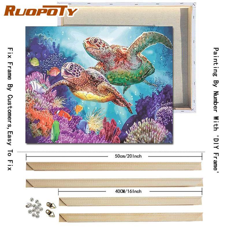 RUOPOTY With DIY Frame Animals Oil Painting DIY Digital Painting By Numbers Modern Wall Art Hand Painted Oil Painting For Home Decor