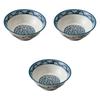 Set of 3 Wave Arabesque Bowls X Ramen Bowls by Setomonohonpo 6.8cm High-Based [21.2 8.7cm (1360cc)]