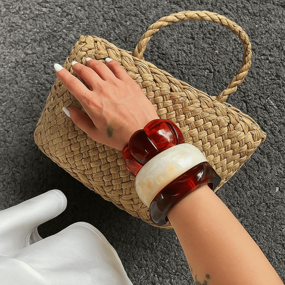 Y2K Необычный широкий браслет Бохо Ретро Кольцо на руку Креативный акриловый браслет Девушки