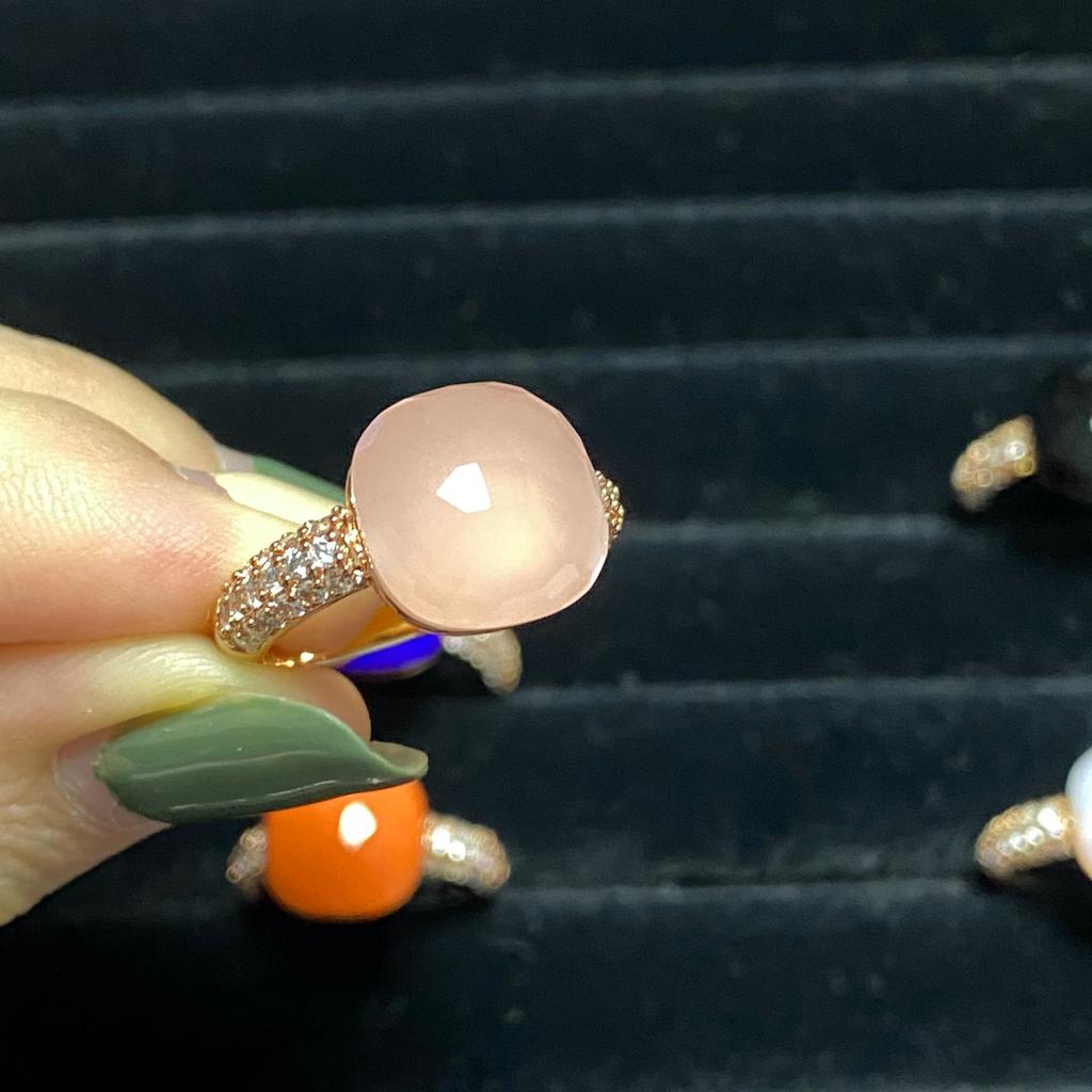 12.6x6 мм классическое кольцо в стиле конфет, кольцо с плоским натуральным розовым кристаллом из циркония для женщин, свадебная вечеринка, модные ювелирные изделия, подарок