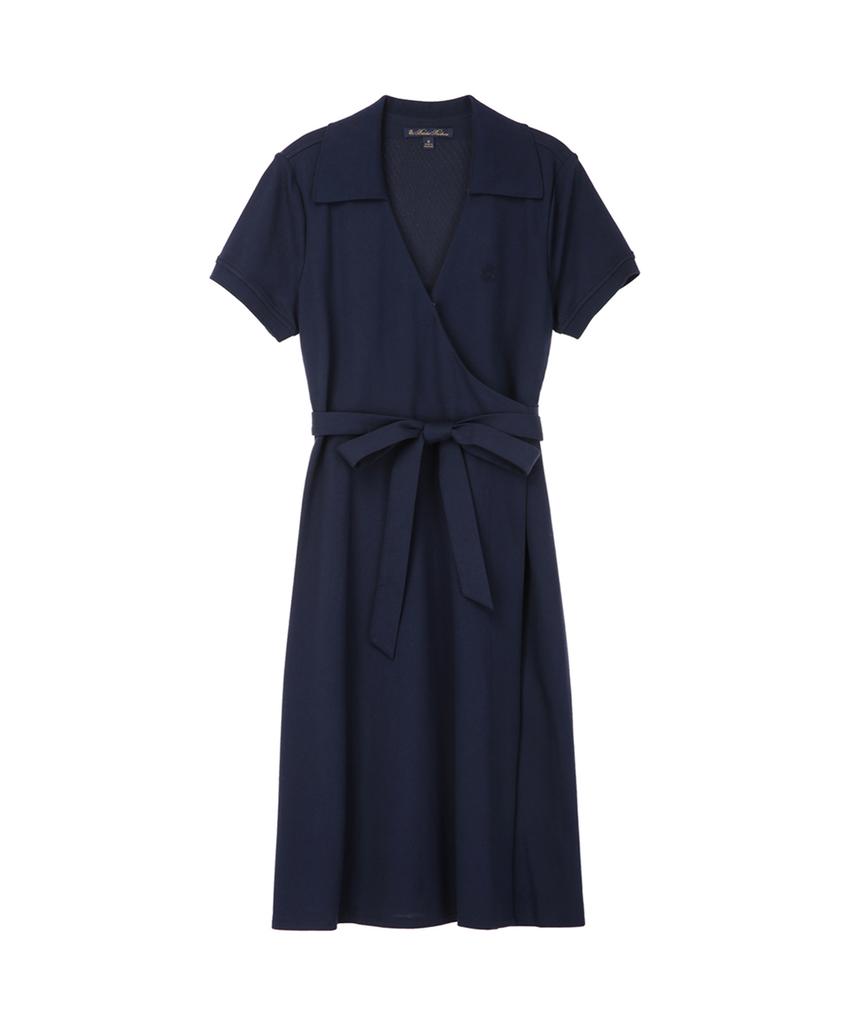 Хлопковое пике Brooks Brothers, платье-поло с запахом (военно-морской флот) (Bbdzwm7344Qes)