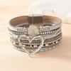 Braided Heart Woven Bracelet Leather Stacked Zircon Bracelets  Female Jewelry