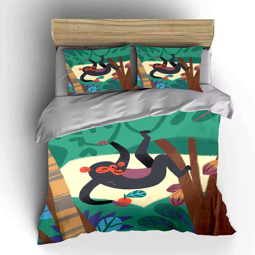 Monkey on tree branches. Bedding sets Duvet cover sets Duvet covers Pillowcases(1* Duvet Cover 2* Pillowcases without duvet insert)
