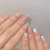 Silver Blue Glitter Pearl Bow Removable Short Nail Art Stickers