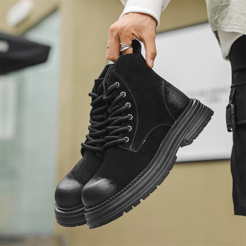 Vintage Martin Boots Men's Autumn Short Boots Flow Big Yellow Boots Thick-soled Wear-resistant Tooling Boots