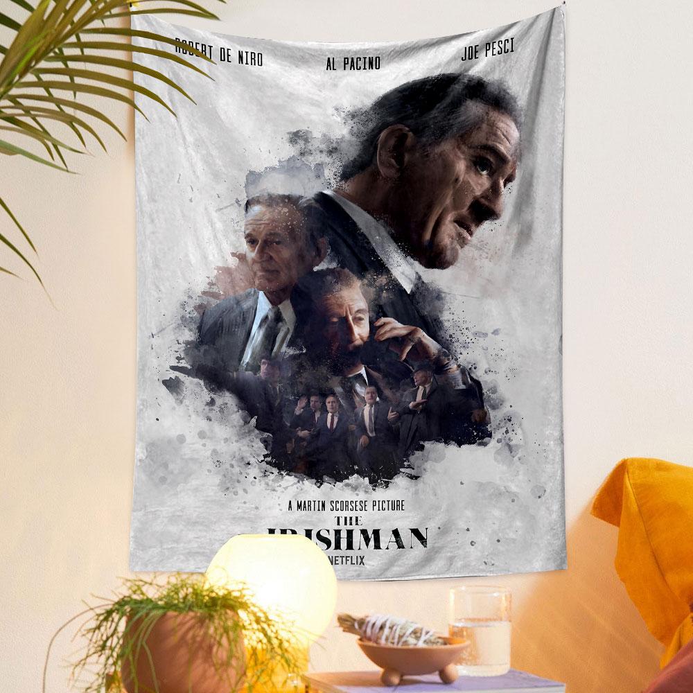 The Irishman Tapestry Wall Hanging, De Niro Pacino Pesci Netflix Art, Gangster Movie Wall Decor for Bedroom Man Cave