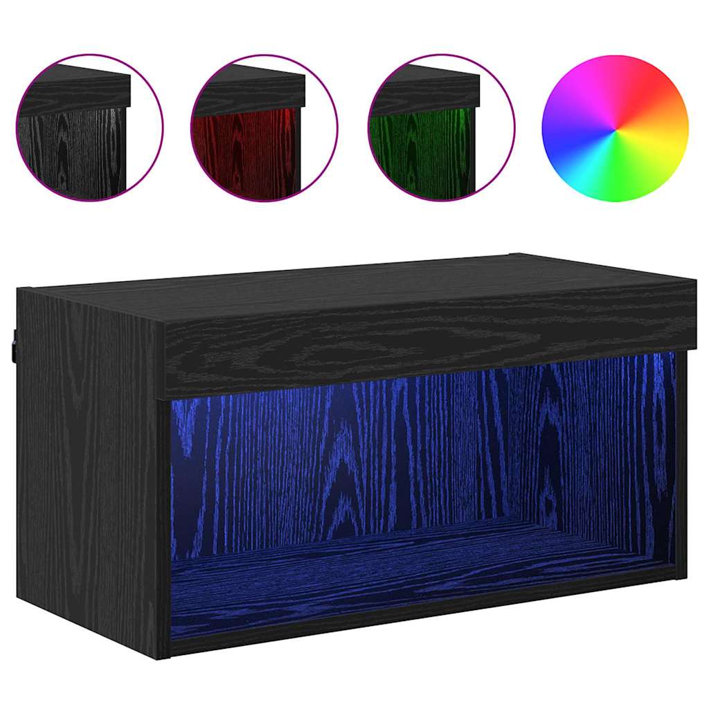 LED TV Cabinet Set in Black Oak Finish 60 x 30 x 30 cm