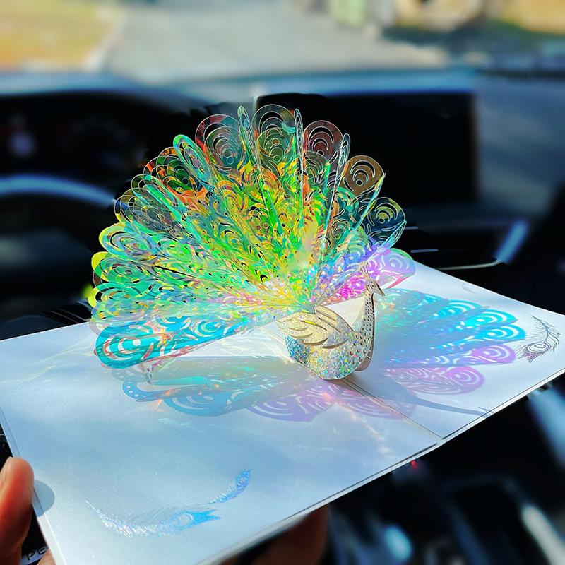 1 шт. Раскрывающаяся блестящая павлинья 3D-стереоскопическая открытка Новая Мечтательная Креативная Новогодняя День Рождения Универсальная Поздравительная Открытка Рождественский подарок
