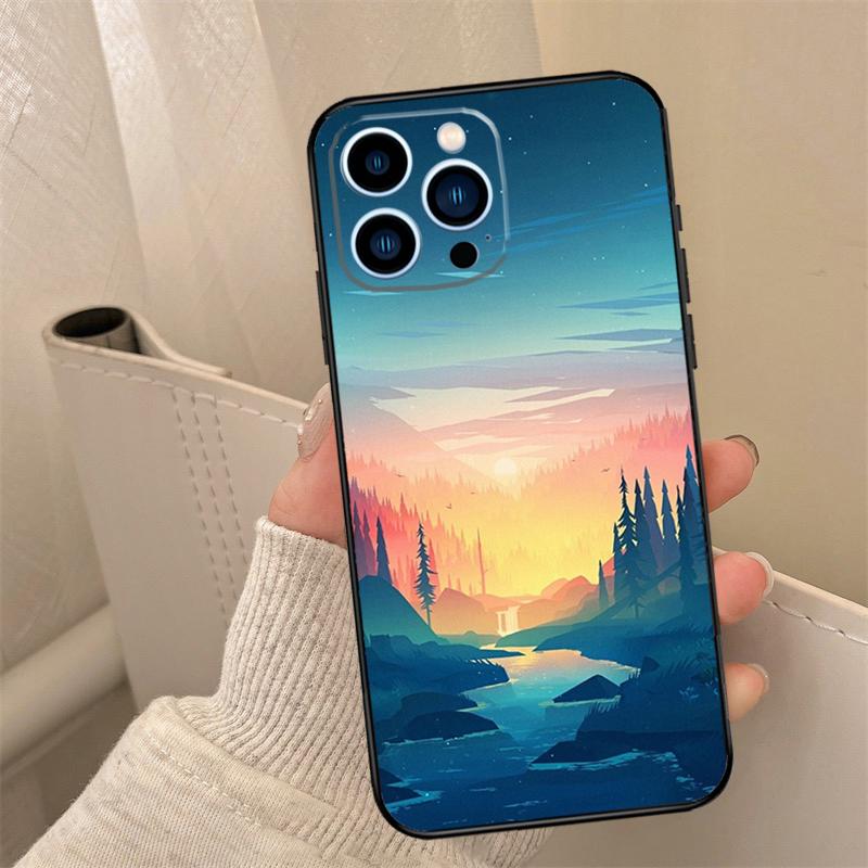 Абстрактный чехол для телефона с изображением природы для iPhone 16 15 14 13 11 12 17 Pro Max mini 15 16 Plus 16e 17 Air Cover Coque