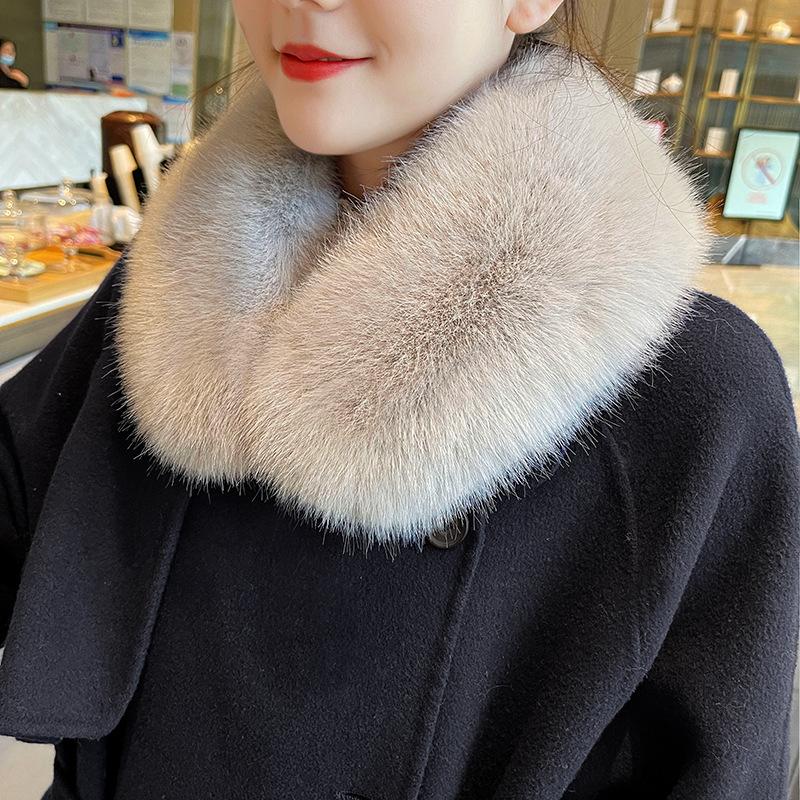 Зимний утолщенный искусственный мех лисьего меха для мужчин и женщин, универсальный хлопковый шарф для одежды, пальто с круглым вырезом, женский шарф
