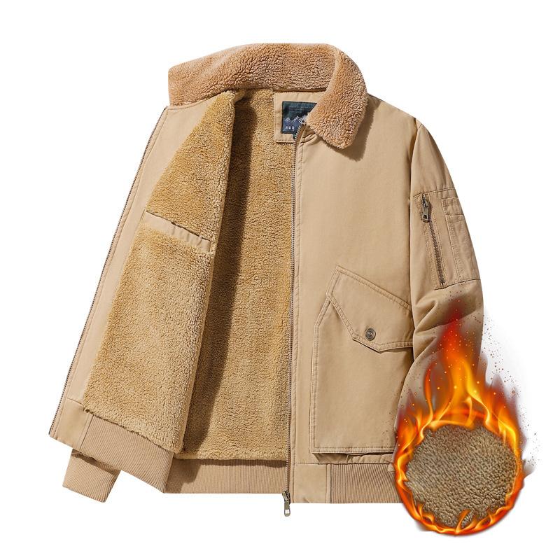 New Autumn and Winter Velvet Thickened Cotton Coat Men's Jacket Men's Baseball Military Flight Suit Outdoor Work Jacket