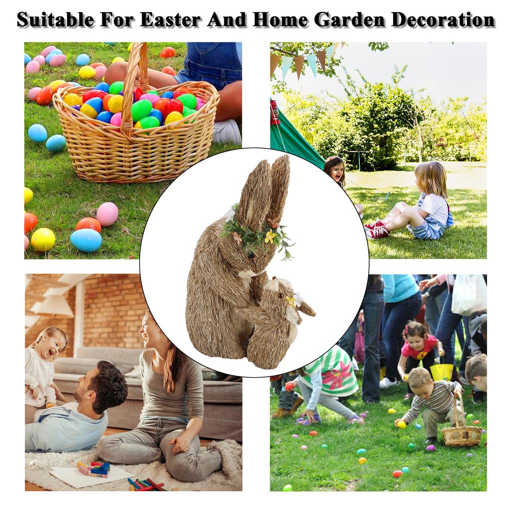 Пасхальные украшения с кроликами. Весенний домашний декор. Статуэтки кроликов.