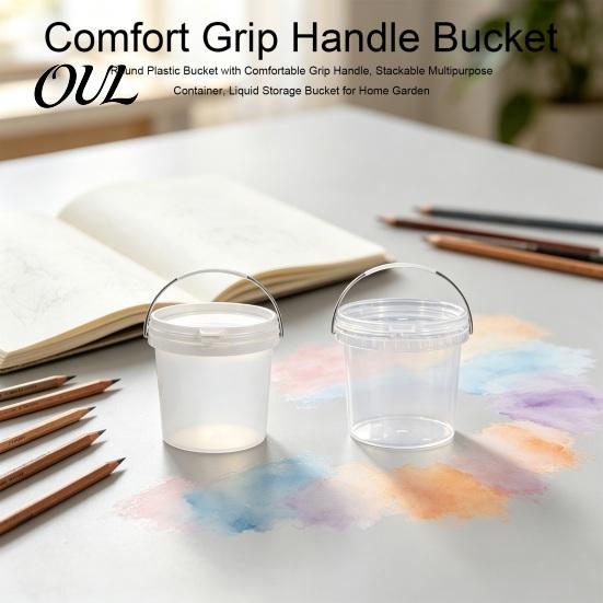 Heavy Duty Plastic Bucket Round with Comfortable Grip Handle, Stackable Multipurpose Cleaning Container, Liquid Storage for Home Garden Portable