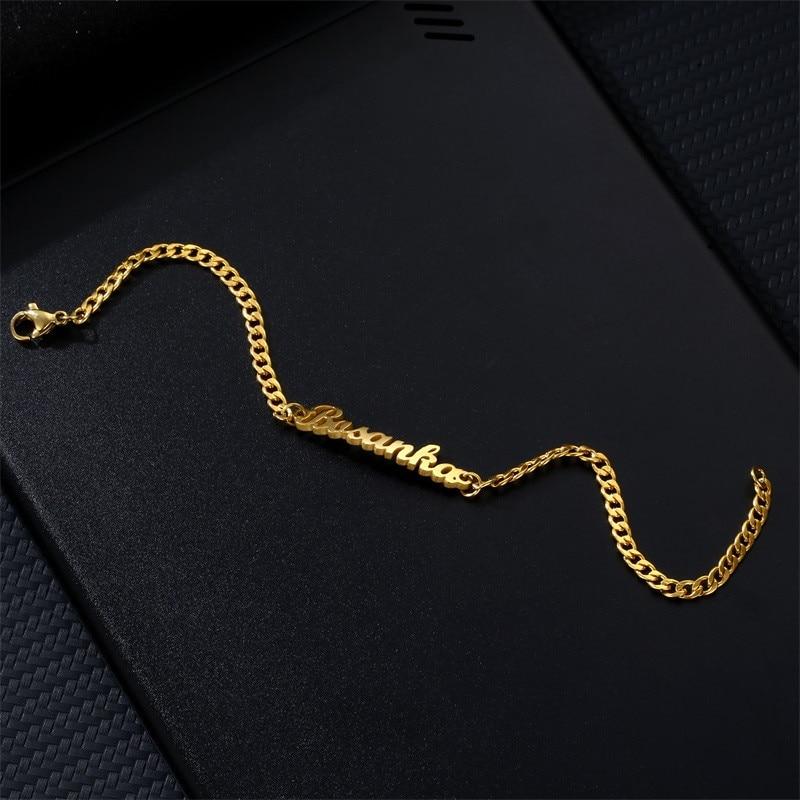 Персонализированный браслет 5 мм с кубинской цепочкой из нержавеющей стали, модные браслеты с золотыми буквами для мужчин и женщин, ювелирные изделия