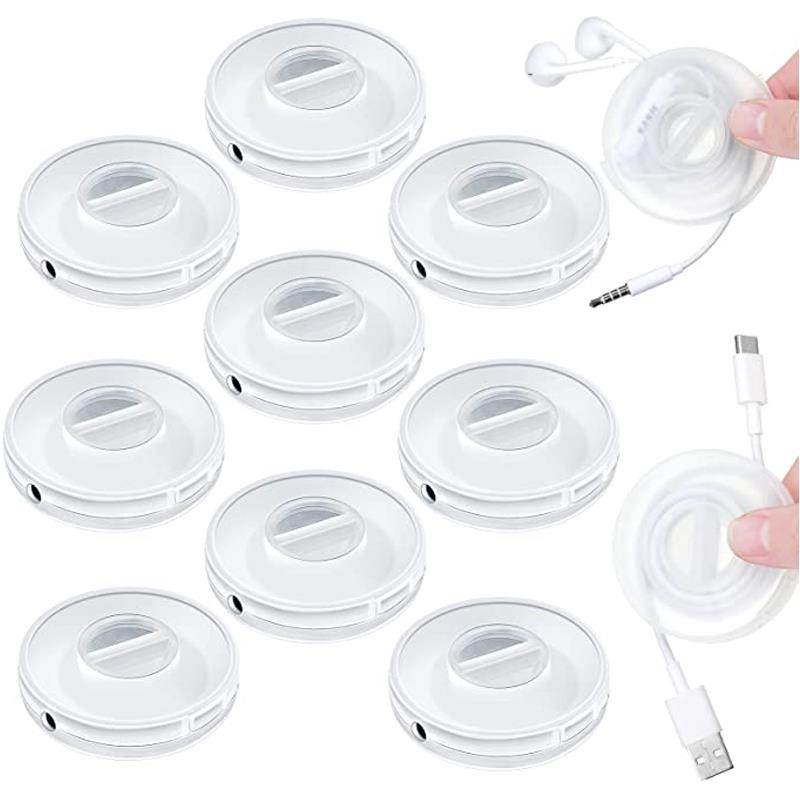 Transparent Round Wire Winder Box Cable Management Retractable Cord Organizer Portable Usb Charger Holder Earphones Cord Storage