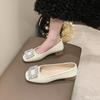 Fashion Women's New Square Toe Summer Shallow Mouth Rhinestone Decoration Design Mary Jane Daily Casual Single Shoes Zapatos De Mujer