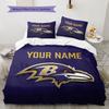 Custom Name,Baltimore Ravens Pattern Bedding Home Decoration Birthday Gift ( 1 duvet cover + 2 pillowcase, without core),fan merchandise.