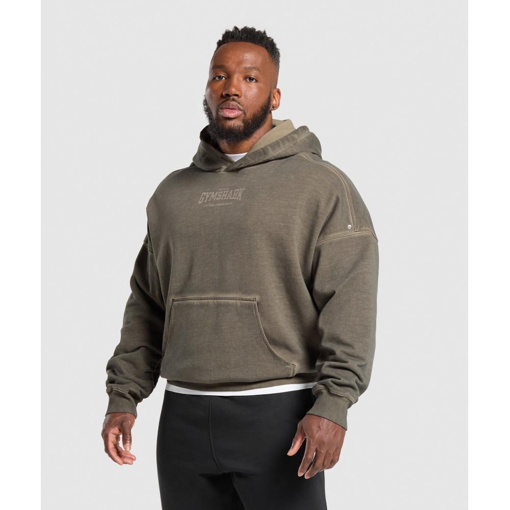 Gymshark Heavyweight Hoodie Strength Green Wash A6a7j Ec1p