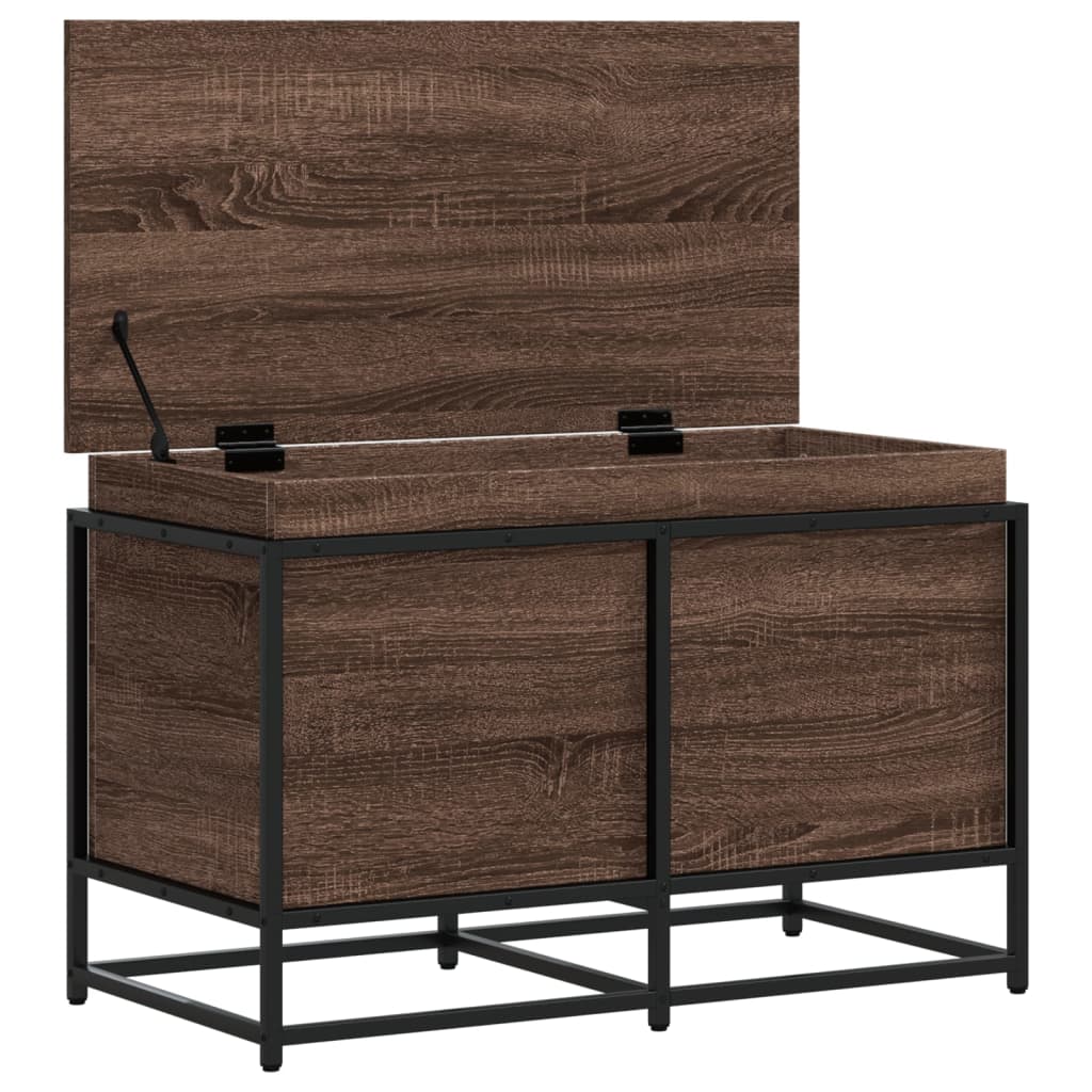 Storage Box with Lid Oak Look 80 x 40 x 51.5 cm