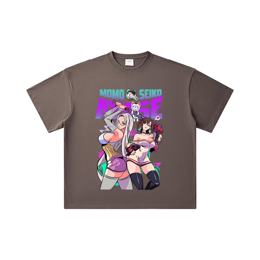 260 GSM Double Yarn 32 Count 100% Cotton Dandadan V22 Momo Seiko Print Unisex Heavy Cotton T Shirt
