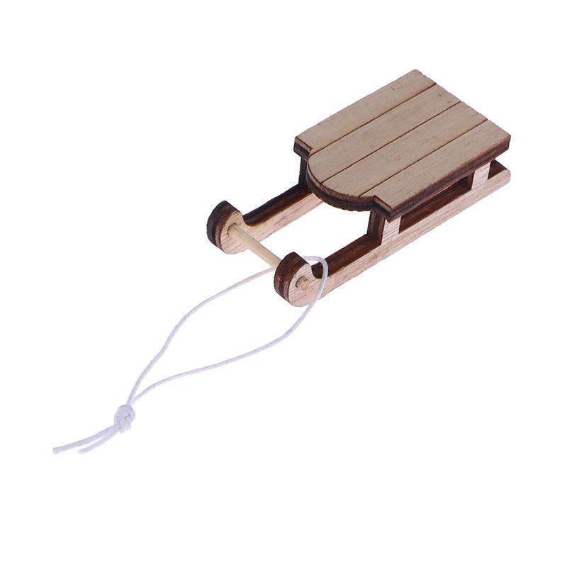 1/12 Dollhouse Miniature Sleigh Sled Ski Poles Pendant Dollhouse Christmas Scene Decoration Dolls House Xmas Accessories