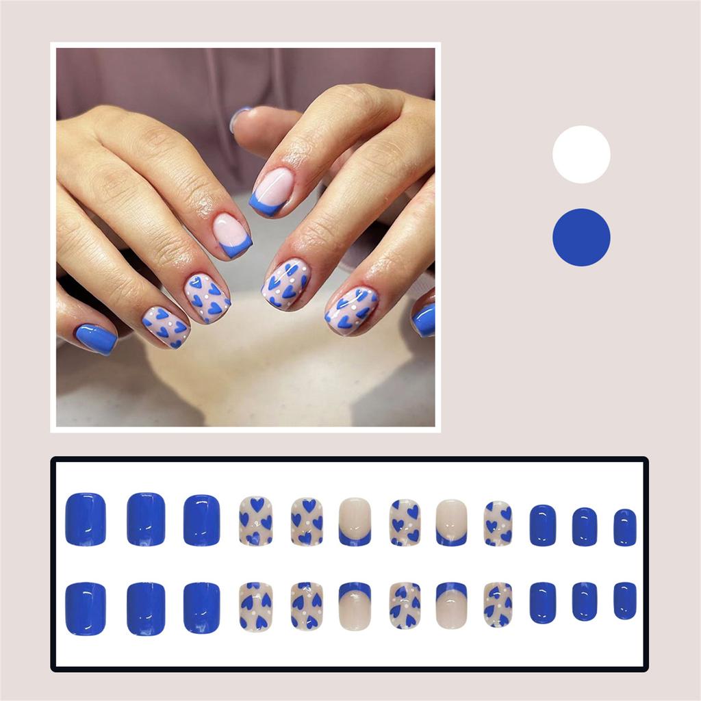 Valentine Fake Nail Square Press On Nail Acrylic Nail Full Cover False Nail Stick On Nail Gloss Artificial Nail 12 Sizes