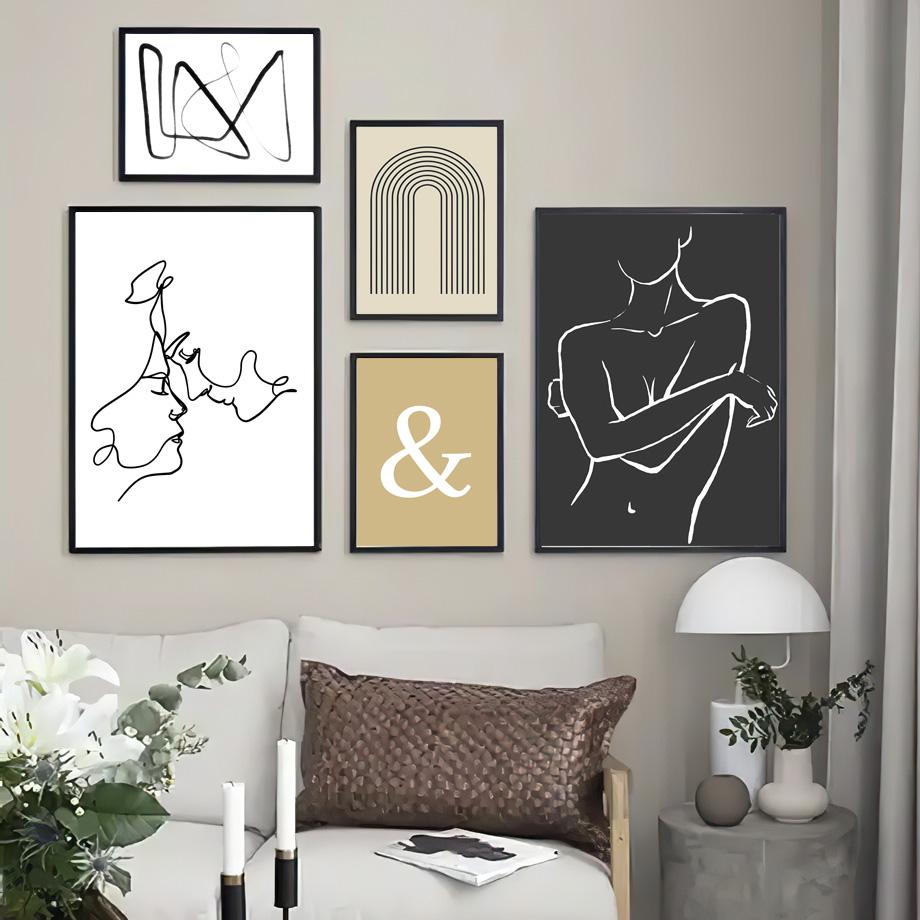 Современный минималистичный стиль, абстрактный однолинейный плакат на скандинавскую тему, галерея, настенный художественный принт, холст, картина, Декор, фотографии для гостиной