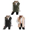 Women Knitting Vest V-neck Sleeveless Loose Fit Sweater Vest with Faux Pearls Buttons Decor Solid Color Casual Knitting Waistcoat