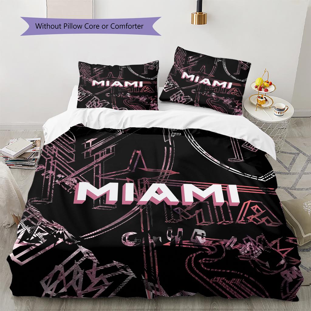 Miami CF Pattern Bedding Home Decoration Birthday & Festival Gift (1 * duvet cover + 2 * pillowcase, without core)