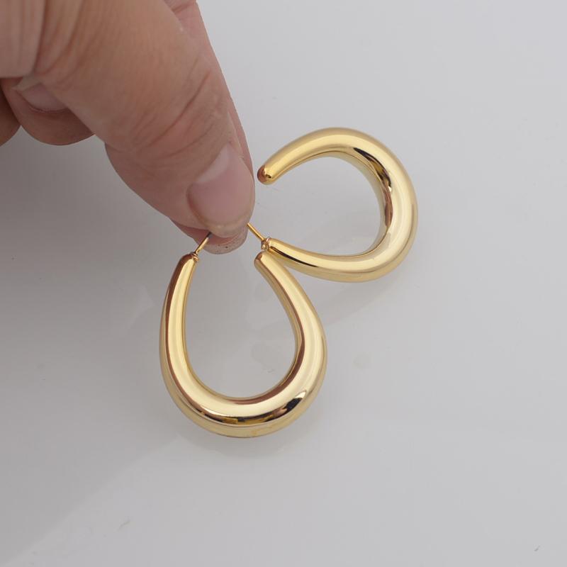 Серьги-капли из гладкого металла U-образной формы золотого цвета для женщин, полые геометрические овальные серьги-капли для женщин