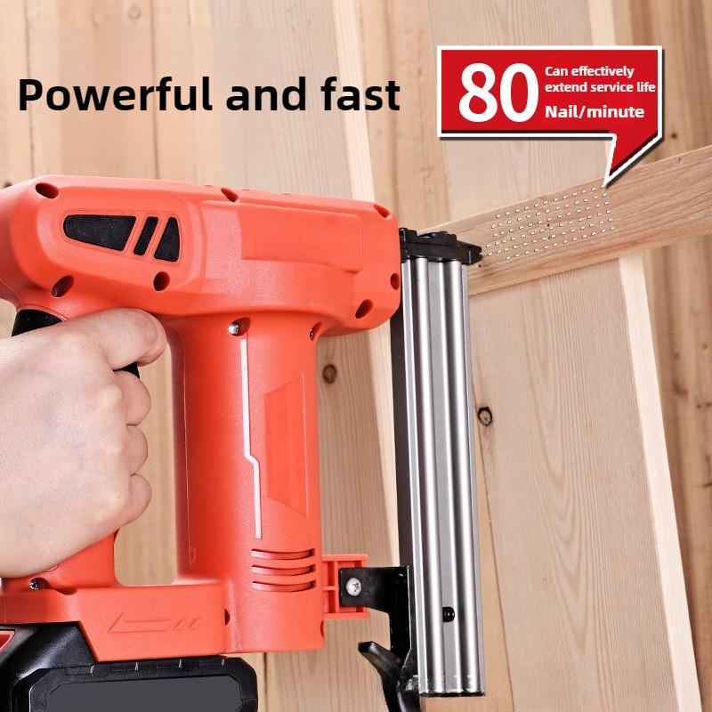 Household Cordless Electric Nail Gun Rechargeable F30 Straight Nailing Machine Handheld Woodworking Power Tool