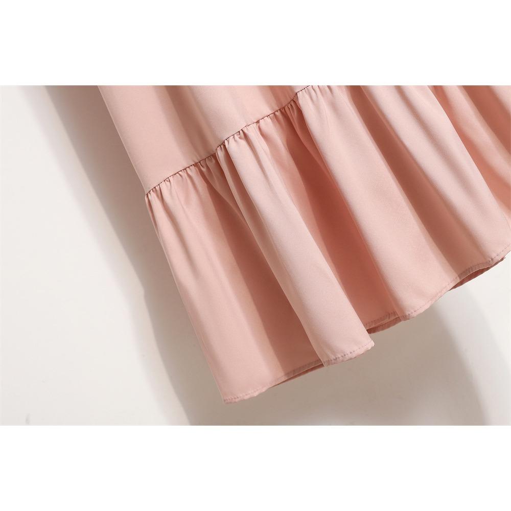 GMXIA Женская мода весна осень однотонный принт с длинным рукавом и круглым вырезом с высокой талией повседневные платья