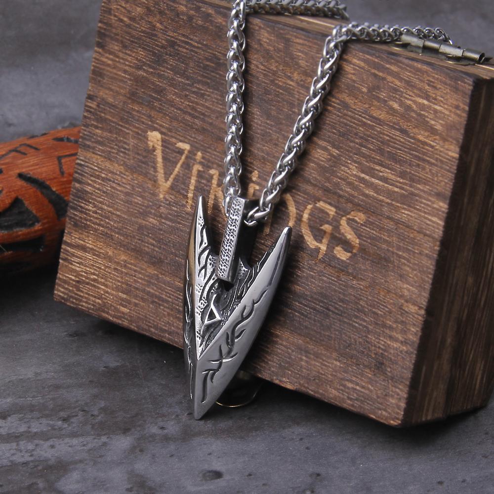 Копье Одина Гунгнир Vikingское Ожерелье Для Мужчин с Символом Руны Лабрадорит Норвежские Языческие Украшения Подарок
