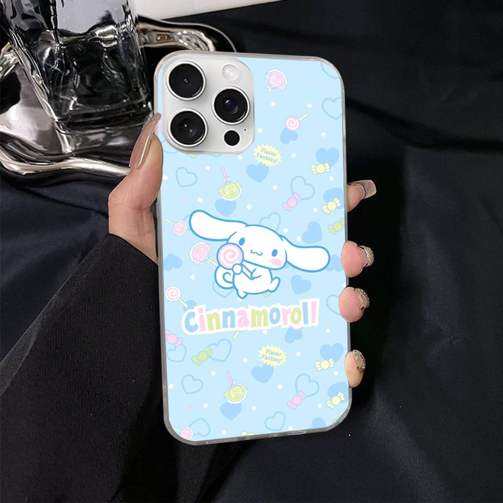 Мультяшный Милый C-Синнамороллы Для IPhone 17 Air 16 15 14 13 12 11 Pro Max Plus Чехол Для Телефона Серебристый Атласный Глянцевая Поверхность