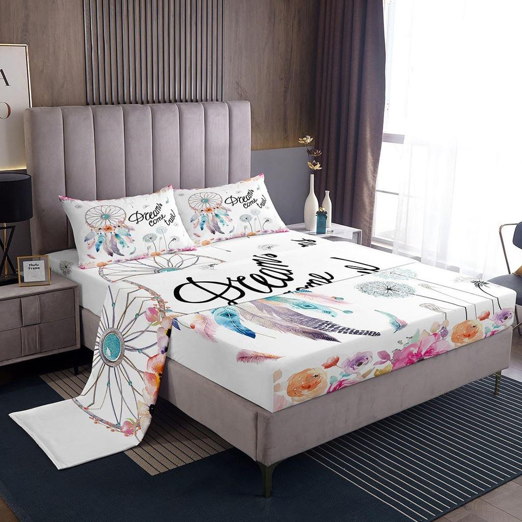 Cute Cartoon Ghost Pattern Bed Hat Four-piece Bedding Set Bedroom Dormitory Bedding Decoration