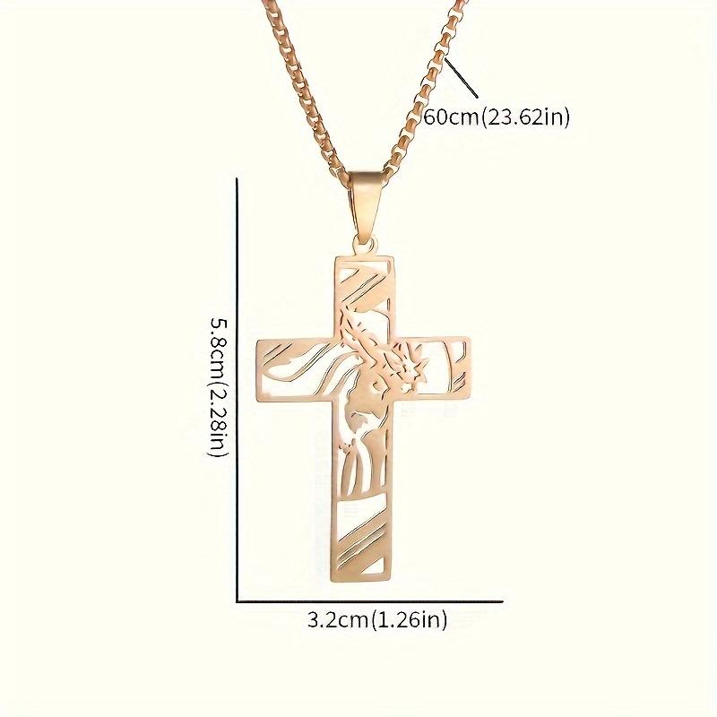 Men's 304 Stainless Steel Hollow Cross Pendant Necklace - Simple interlaced cross design, durable 304 stainless steel chain