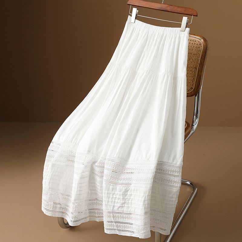 Осень 2025 г. Женская юбка А-силуэта с высокой талией, французский стиль, с кружевной отделкой