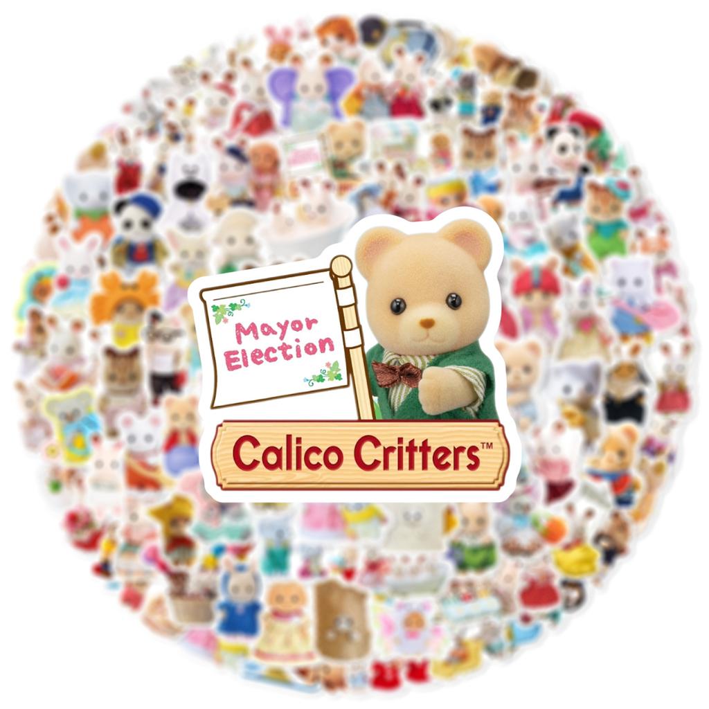100pcs Cute Calico Critters Cartoon Graffiti Stickers Phone Guitar Laptop Notebook Suitcase Waterproof Sticker Decals Toys