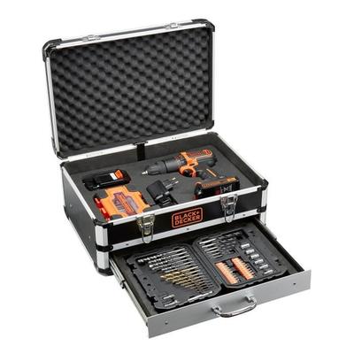 Аккумуляторный ударный шуруповерт - 18В - BLACK+DECKER - BDC718AS2F-QW - 2 аккумулятора - зарядное устройство - кейс + 80 аксессуаров
