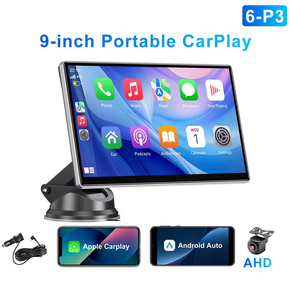 7" / 9" Портативная беспроводная автомагнитола Carplay Android Auto, Мультимедийный плеер, IPS-сенсорный экран, AUX, USB, Bluetooth, Mirror Link, AHD