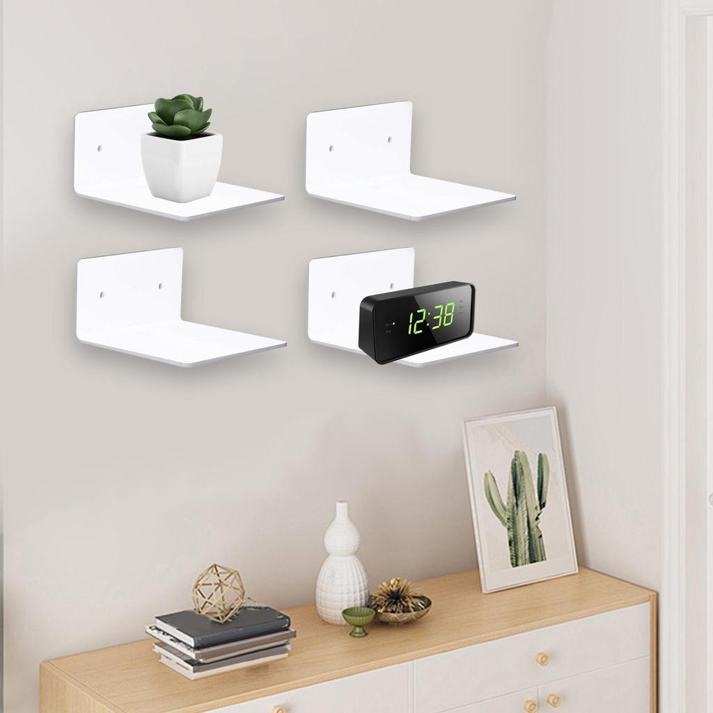 4x Wall Mounted Shelves,Hanging Rack Board Organizer,Acrylic Shelves,Small Shelves,for Bedroom