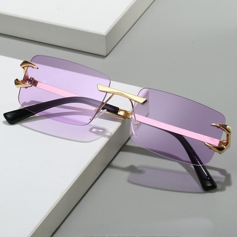 New Frameless Sunglasses Fashionable and Simple Square Frameless Ocean Colored Sunglasses