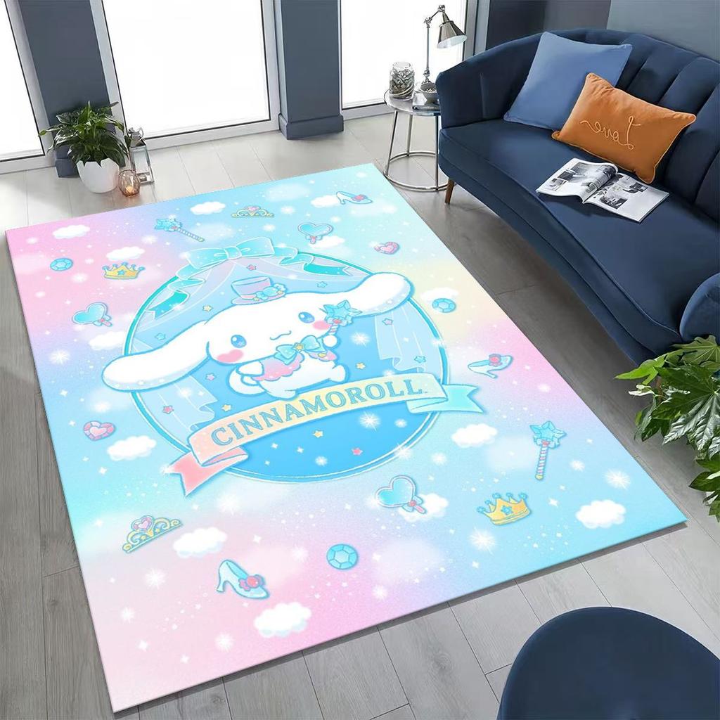 2026 New Cute Cinnamoroll Pompompurin Sanrio Cartoon Rug for Bedroom Living Room Sofa Home Doormat Decor, Kid Non-slip Floor Mat