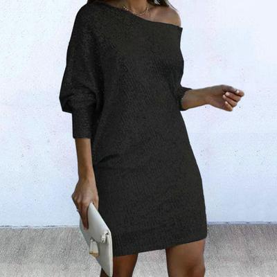 Женское вечернее платье с блестящими пайетками, косым вырезом, на одно плечо, с рукавом три четверти