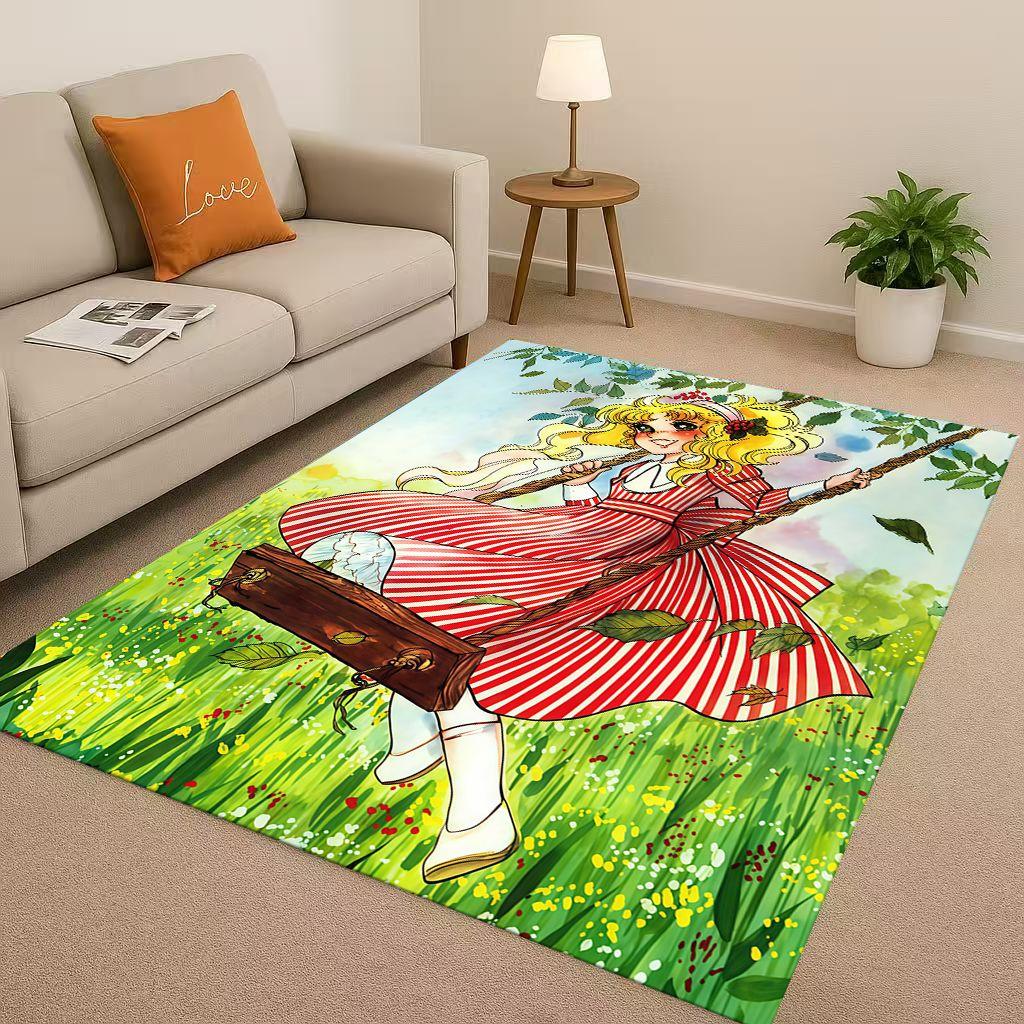 Retro Candy Candy Sweet Girl Cartoon Room Non-Slip Area Rug Soft Carpet for Bedroom Playroom Sofa,Easy Clean Home Decor Doormat