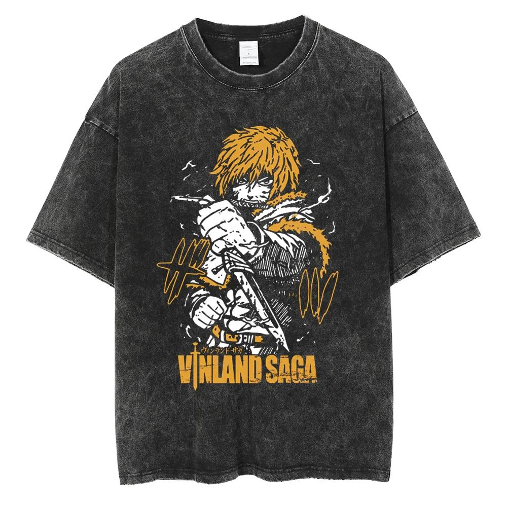 VINLAND SAGA Манга Футболка для Мужчин Женщин Футболка Стиранный Хлопок Футболка Одежда Лето Короткий Рукав Круглый Вырез Футболки Уличная Одежда