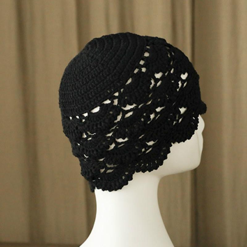 Elegant Hand Crochet Cotton Beret Knits Baotou Painter Ms Hat Brim WOMEN HOLLOW HAT