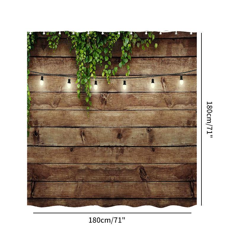 Shower Curtain 180 * 180Cm Retro Wooden Wall Printing, Waterproof, Mold Proof, And Non Perforated Bathroom Shower Curtain