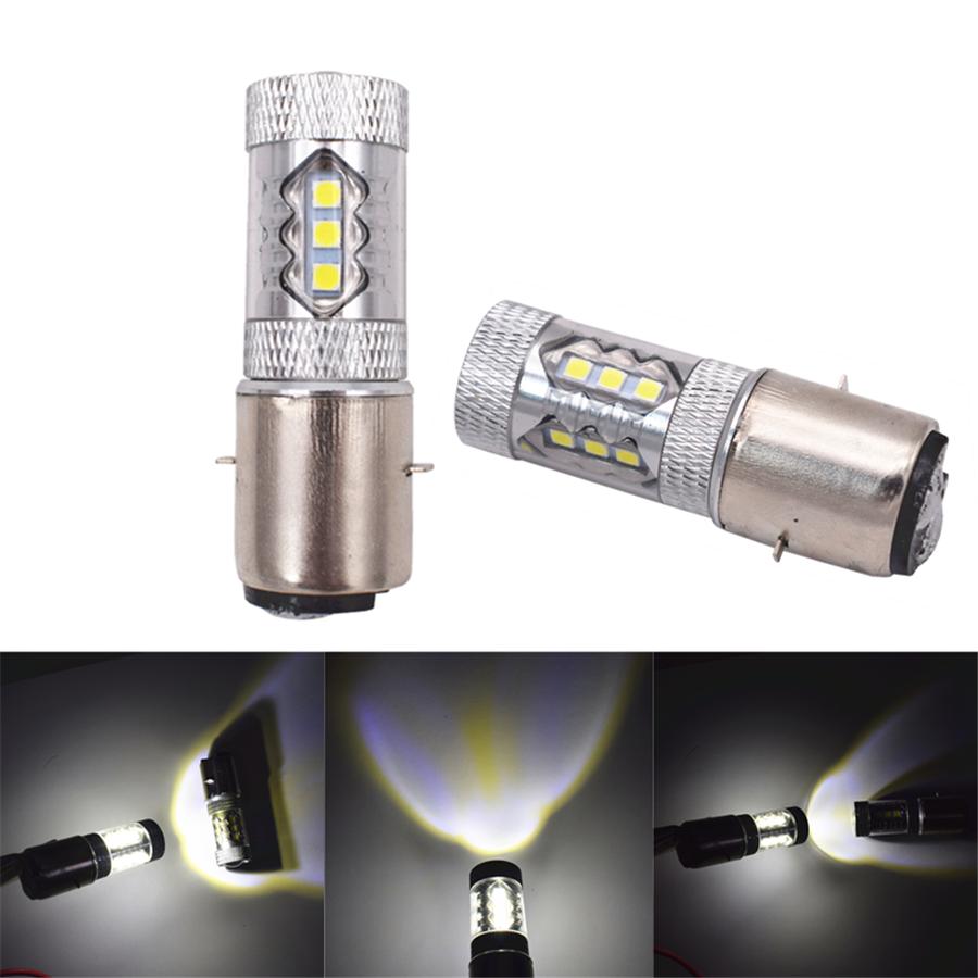 12V BA20D H6 80W LED Hi/Lo Beam 16LED Headlight Fog Light DRL Bulb for Motorcy